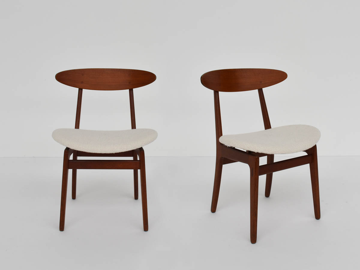Mid-Century Modern Danish Chairs with Dedar Wool Fabric