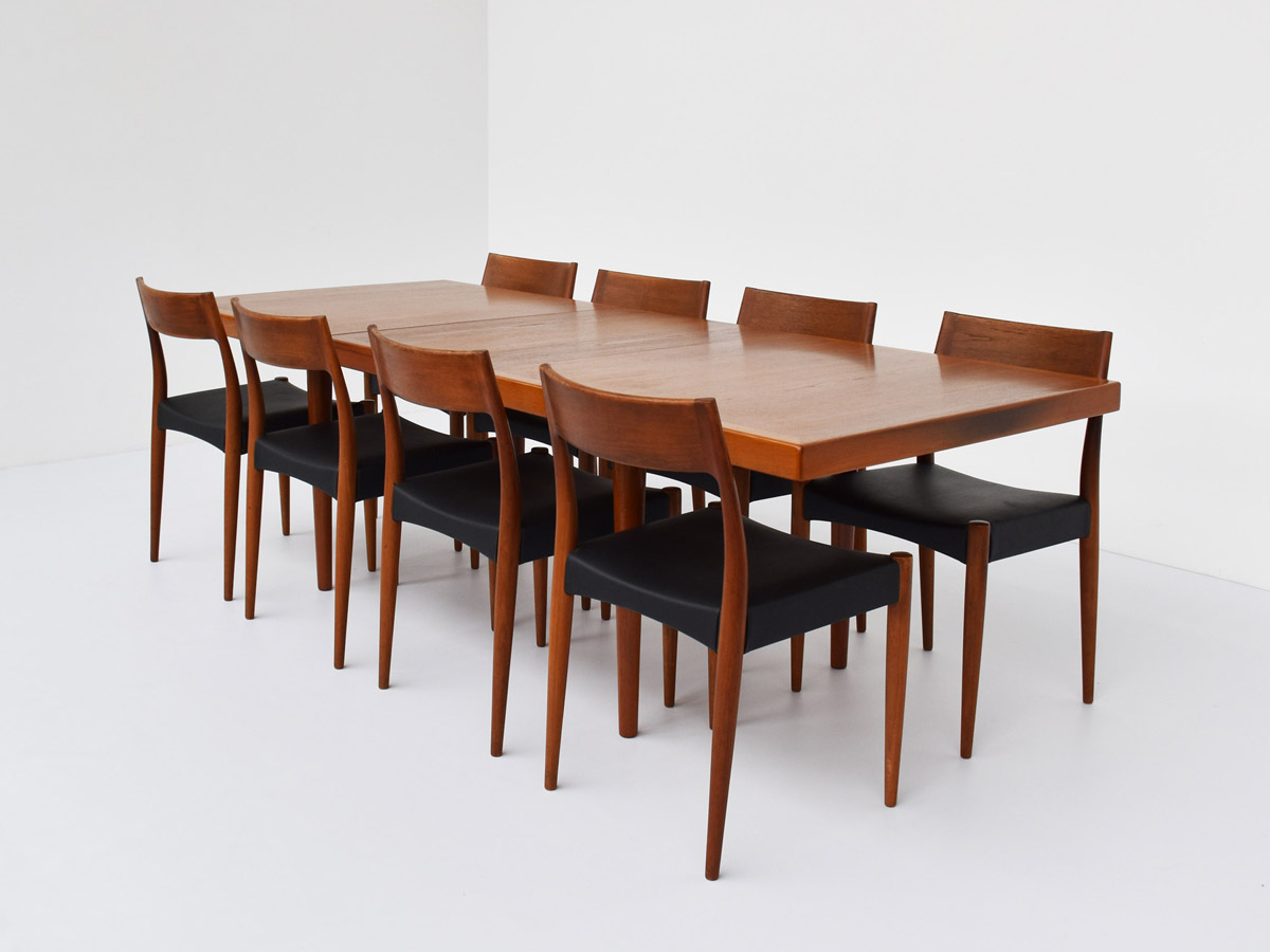 Table Extensible en Teck avec 8 Chaises, Danemark