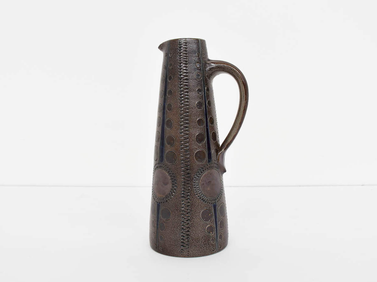 Swiss Glazed and Engraved Ceramic Pitcher