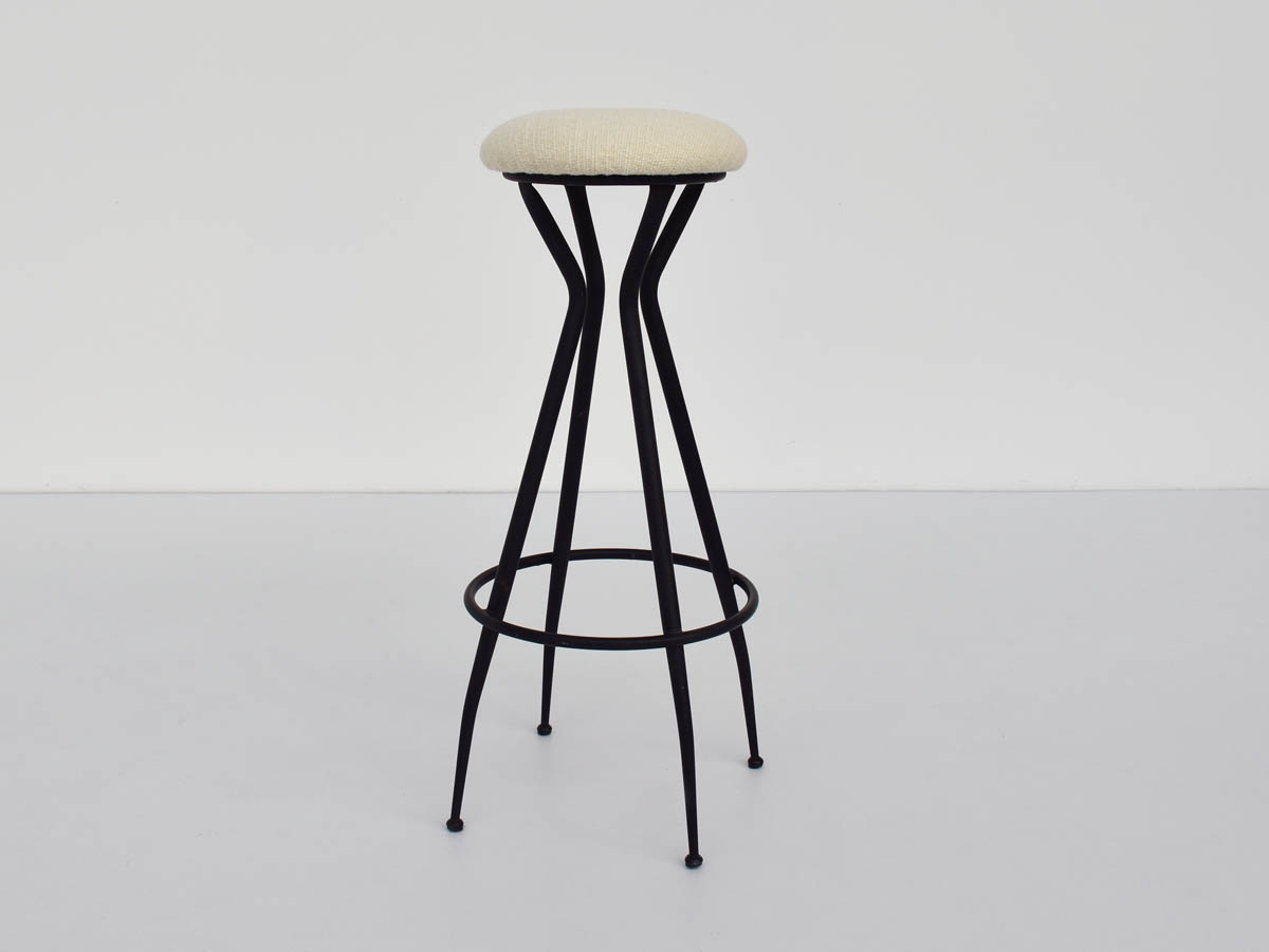 High Metal Single Stool, Dedar Wool Seat