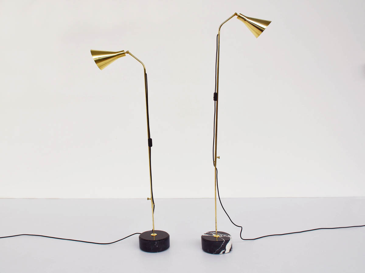 Adjustable Floor Lamps in Brass and Marble mod. Alzabile Liftable LT3