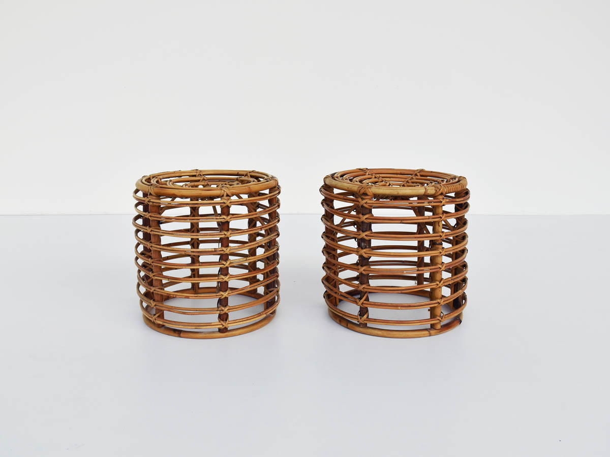 Cylindrical Bamboo Stools, Italian Design