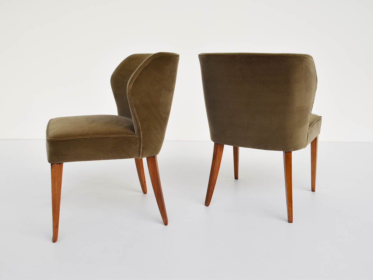 Armchairs Upholstered in Turtledove Velvet