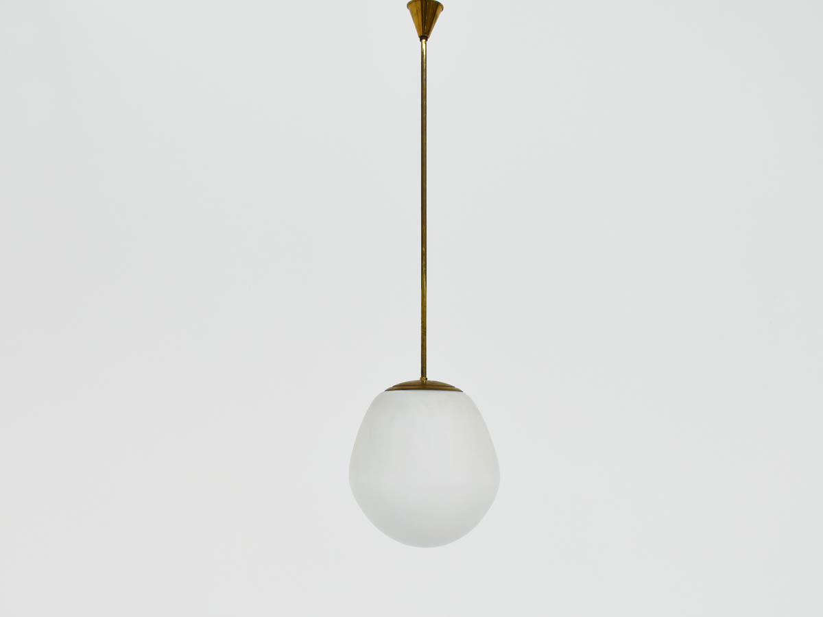 Onion Chandelier in Brass and Milky White Glass