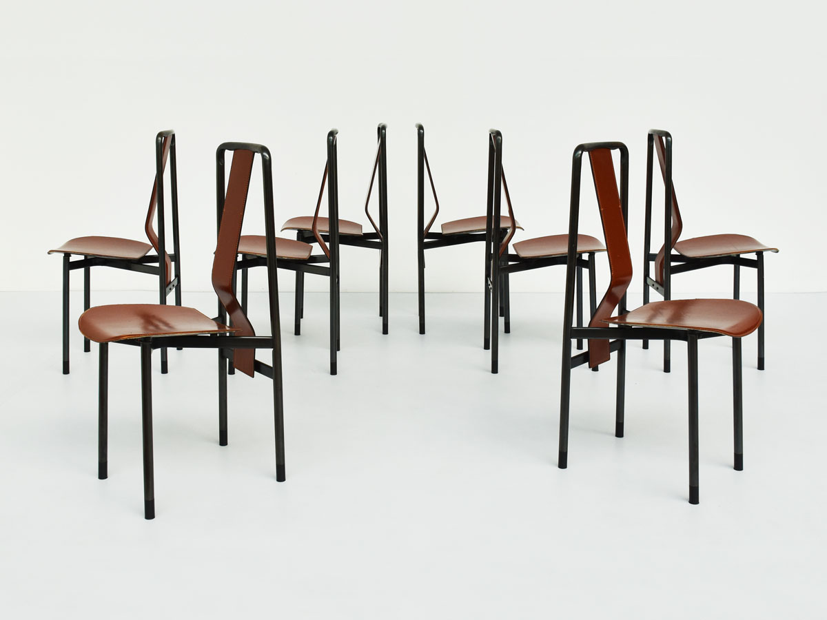 8 Chairs mod. Irma, Chocolate-colored Leather