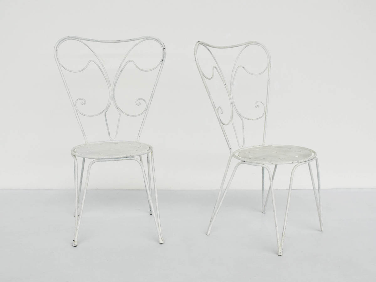 Schmetterlingsgartenstühle aus weißem Eisen, 8er-Set