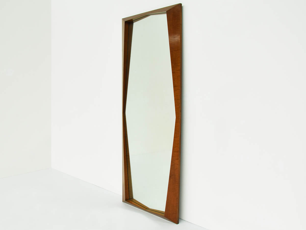 Large Mirror with Sculptural Frame, Original Silvered Mirror