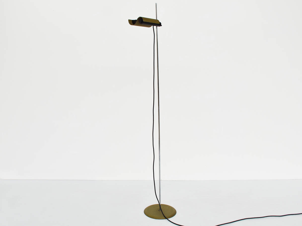 Oluce Floor lamp mod. DIM 333, Olive Green Lampshade, First edition