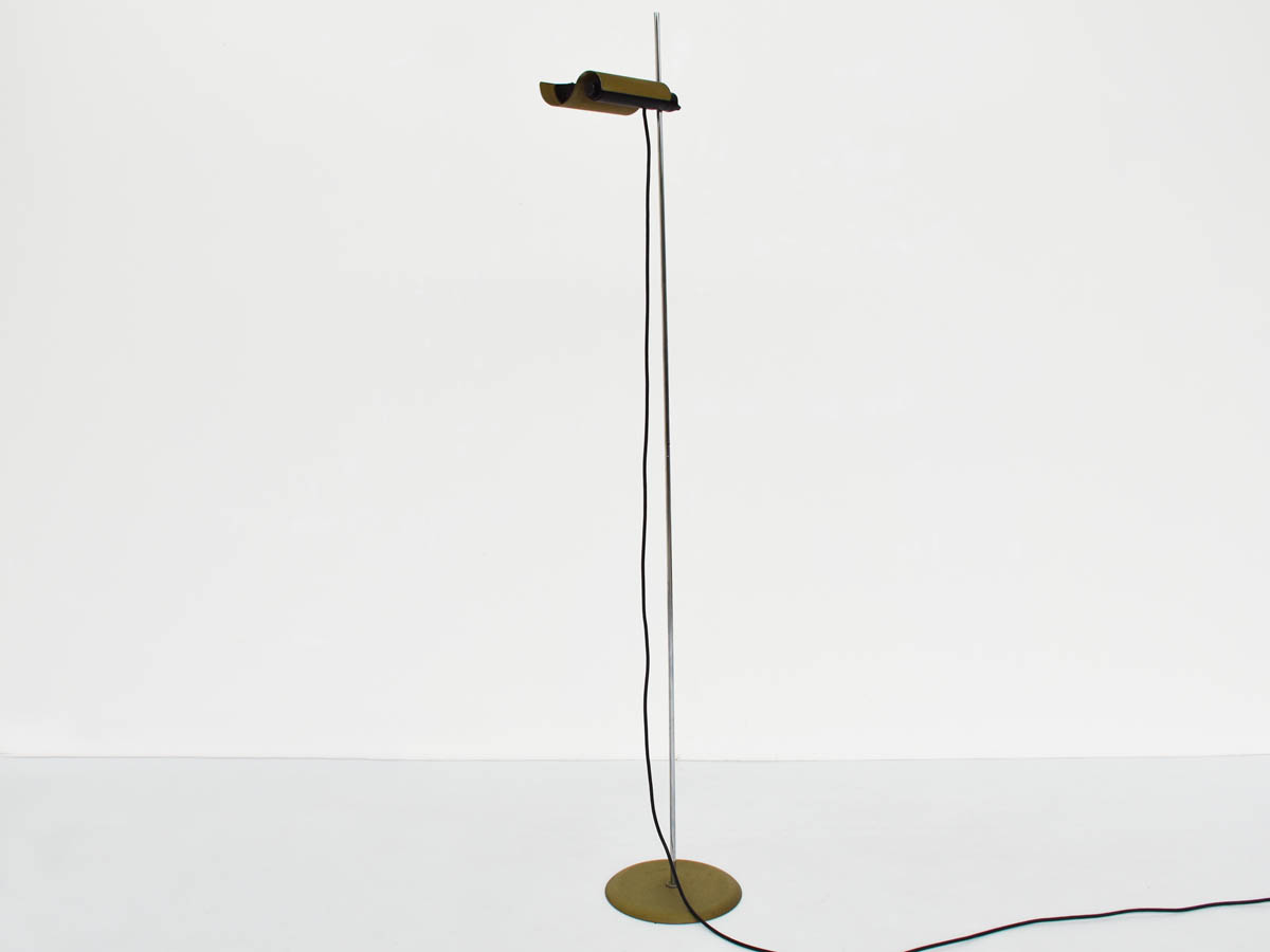 Lampadaire Oluce mod. DIM 333, Abat-jour vert olive, Première édition