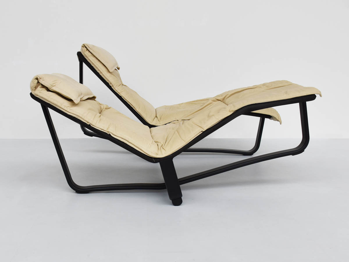 Fauteuils relax en cuir et laine bouillie Deck Lounge Chairs mod.