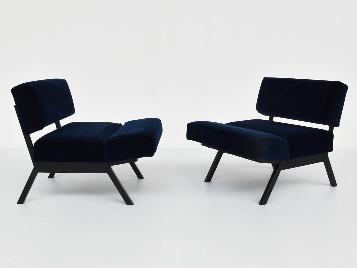 Two Armchairs convertible into Poufs mod. Panchetto