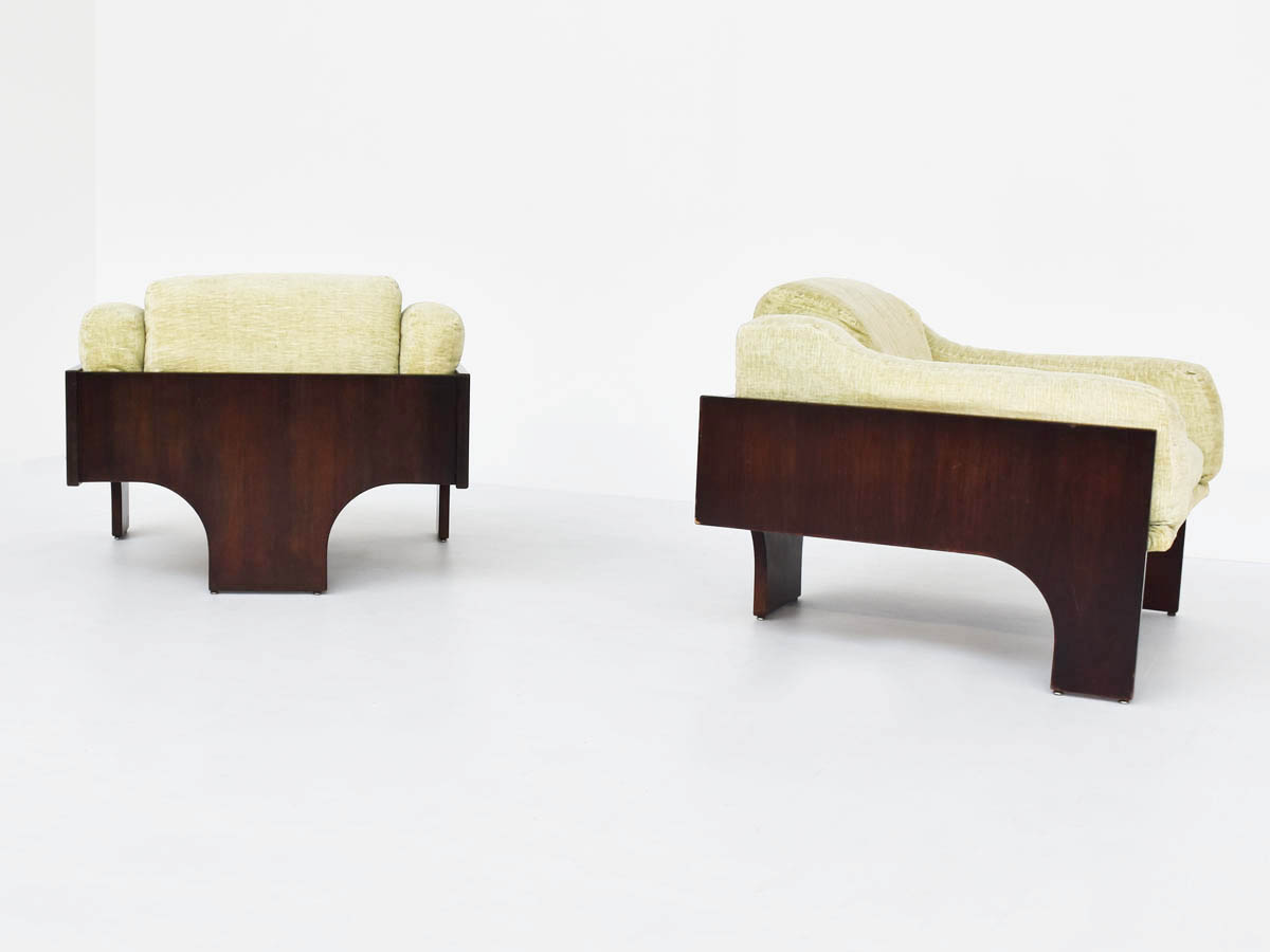 Two Suspended Armchairs in Mahogany mod. Oriolo