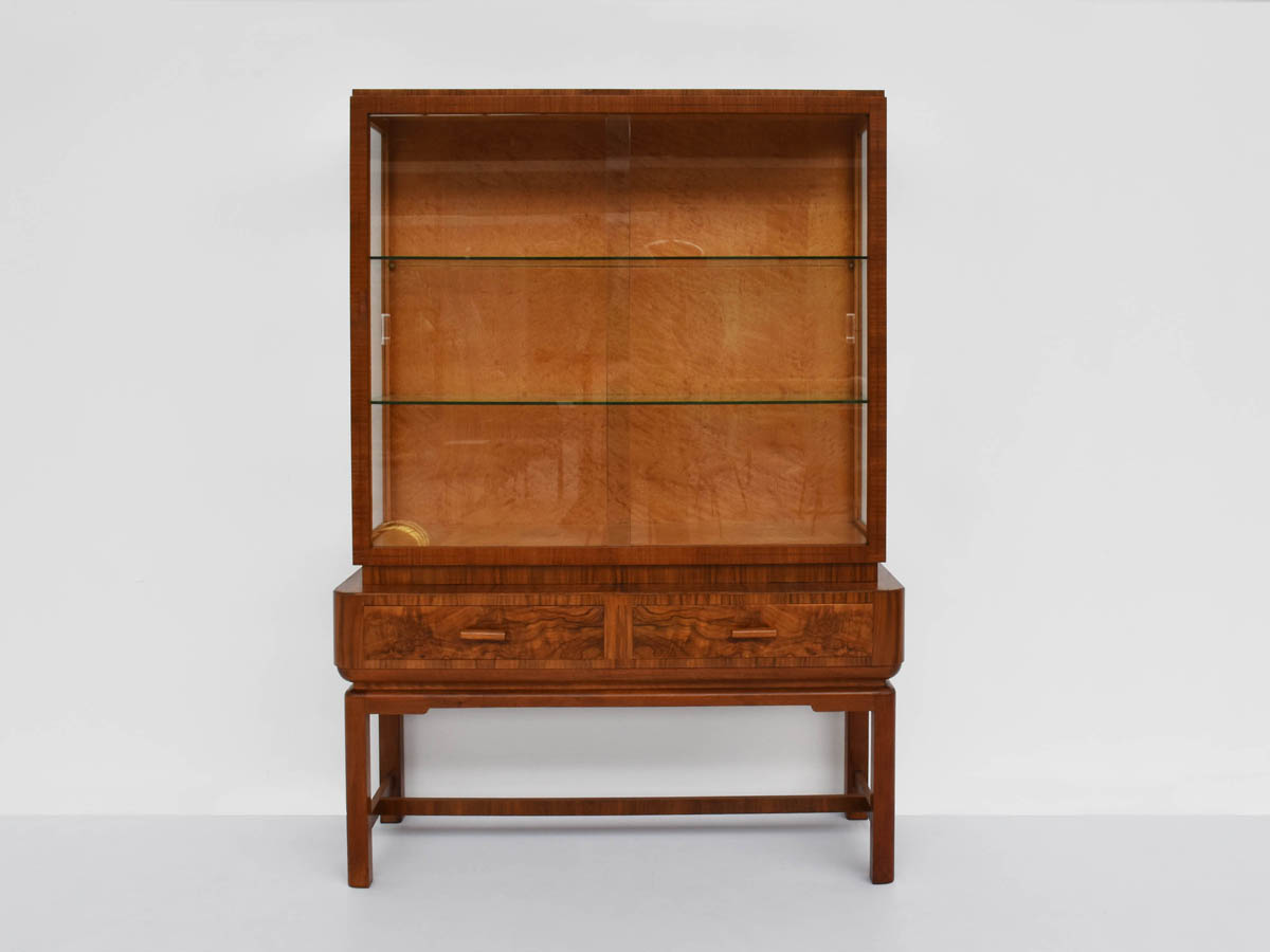 Art Deco Walnut Root Display Cabinet