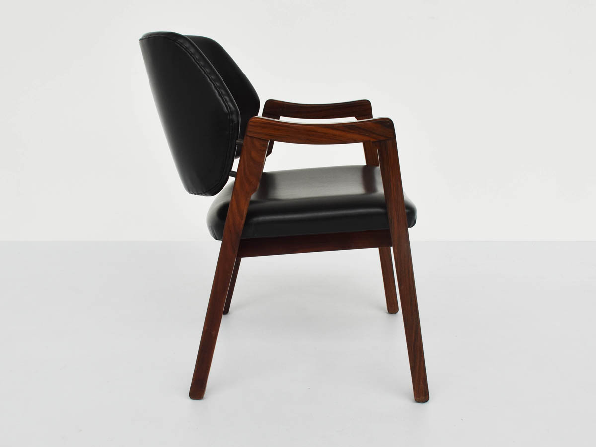 Desk Armchair in Rosewood and Black Leather mod. 814