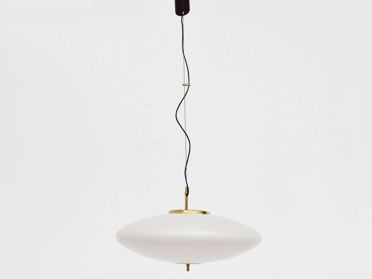 Lampadario UFO in vetro e ottone