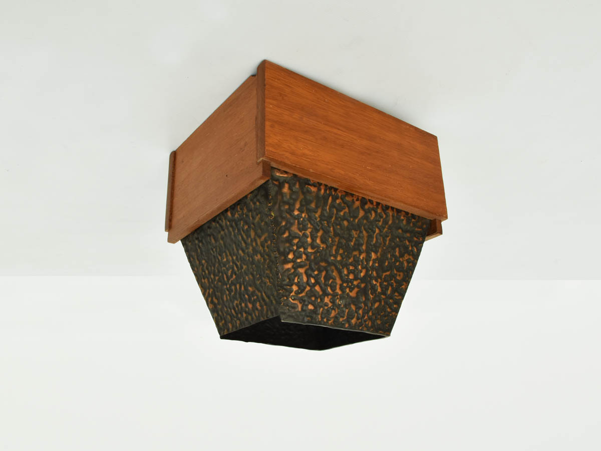 Copper and wood Flush Mount Light or Sconce