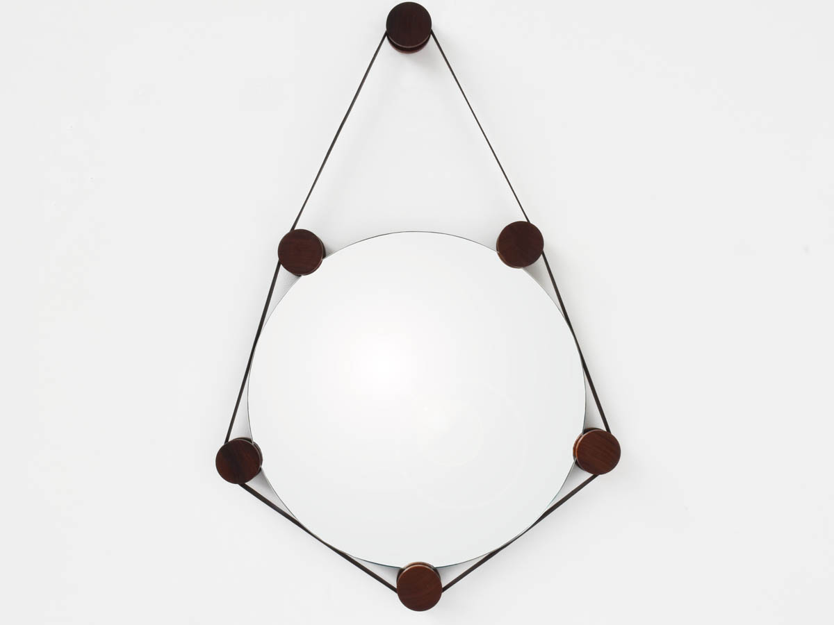 Rosewood mirror and leather