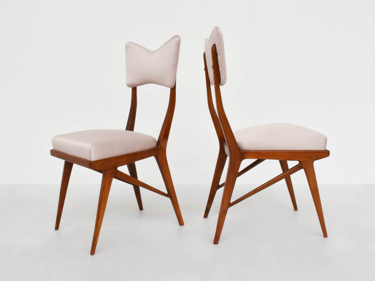 Papillon back chairs in light pink satin