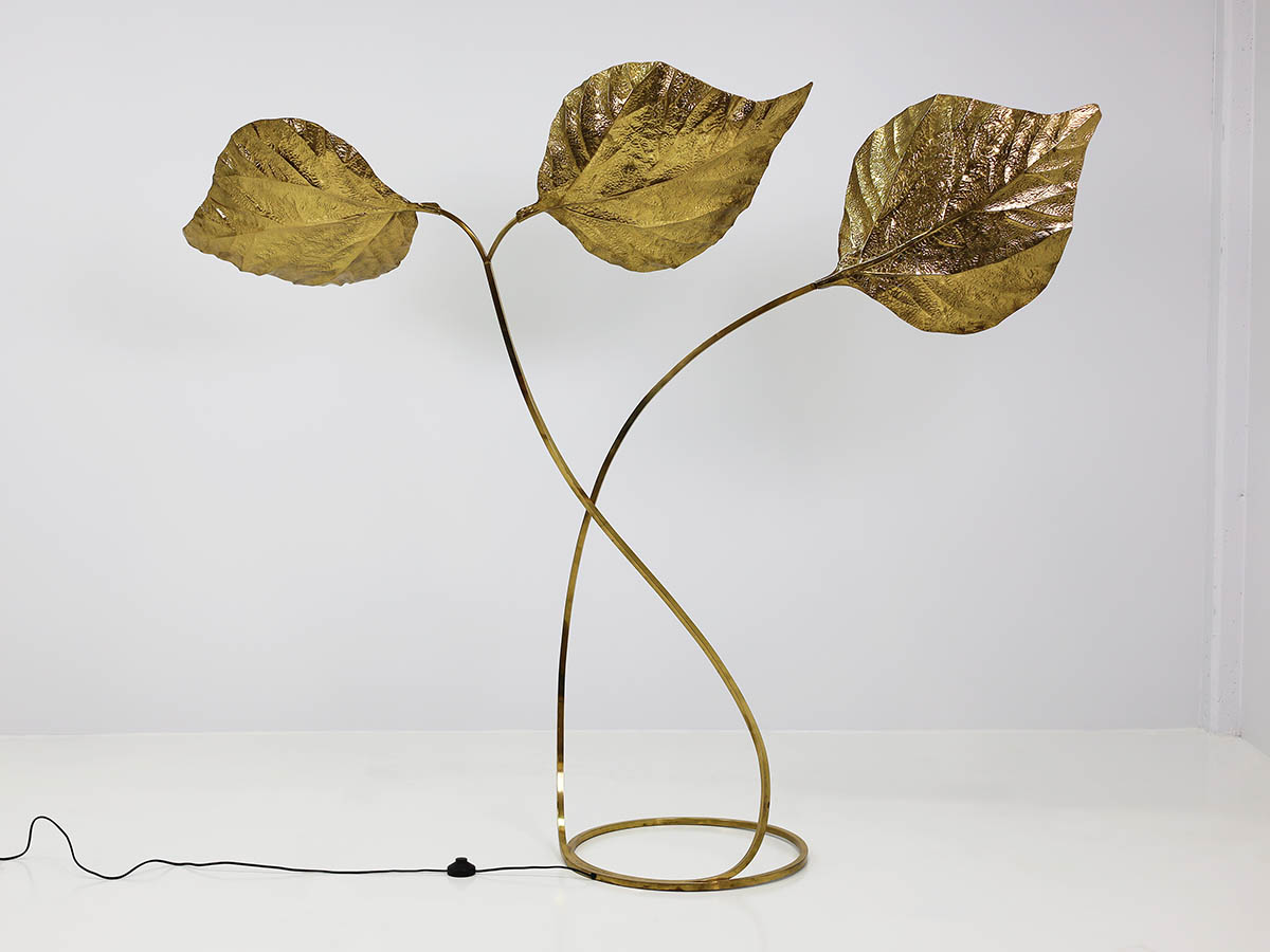 Large brass leaf floor lamp model Rabarbaro