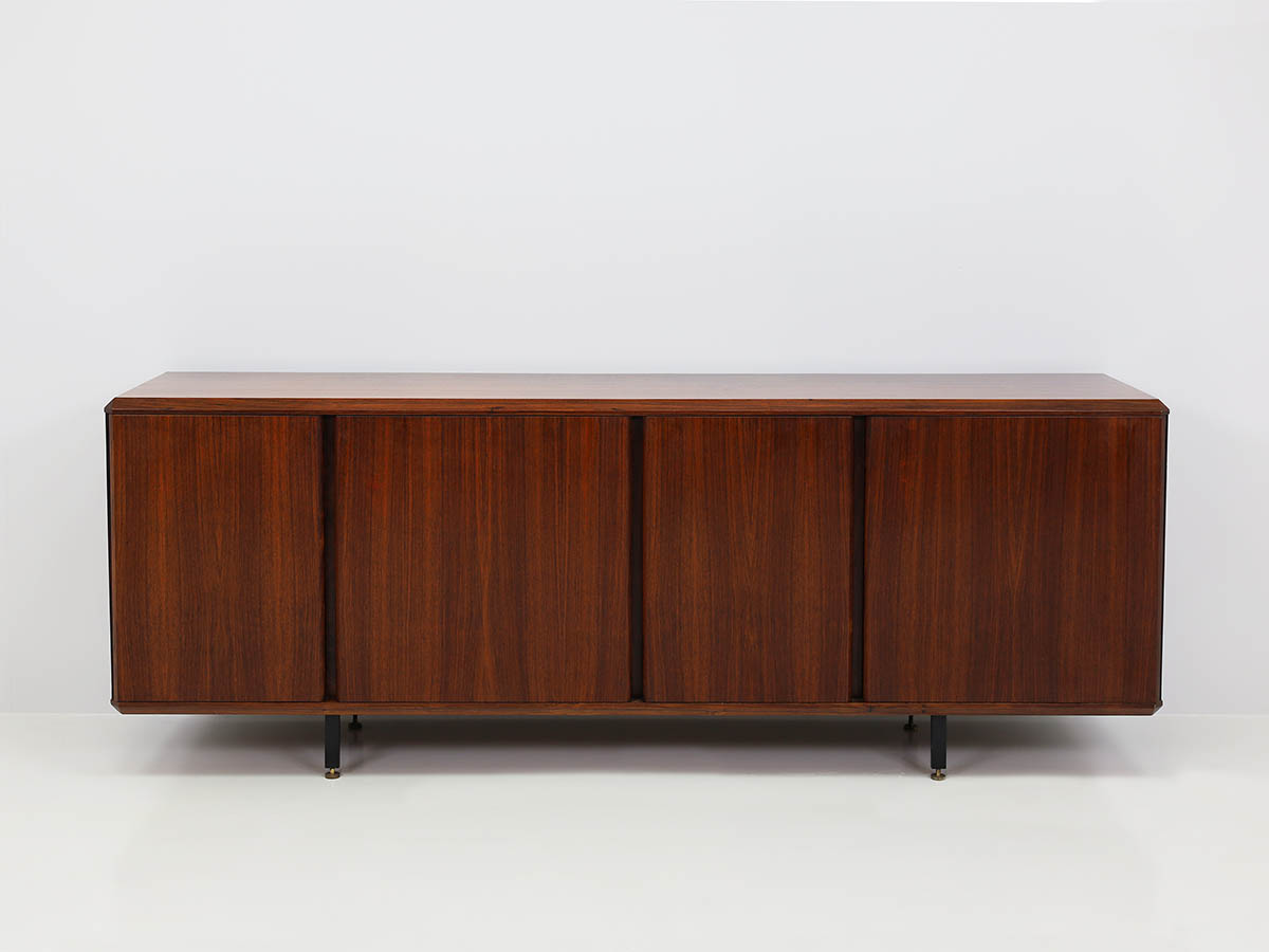 Minimalist rosewood sideboard with architectural details