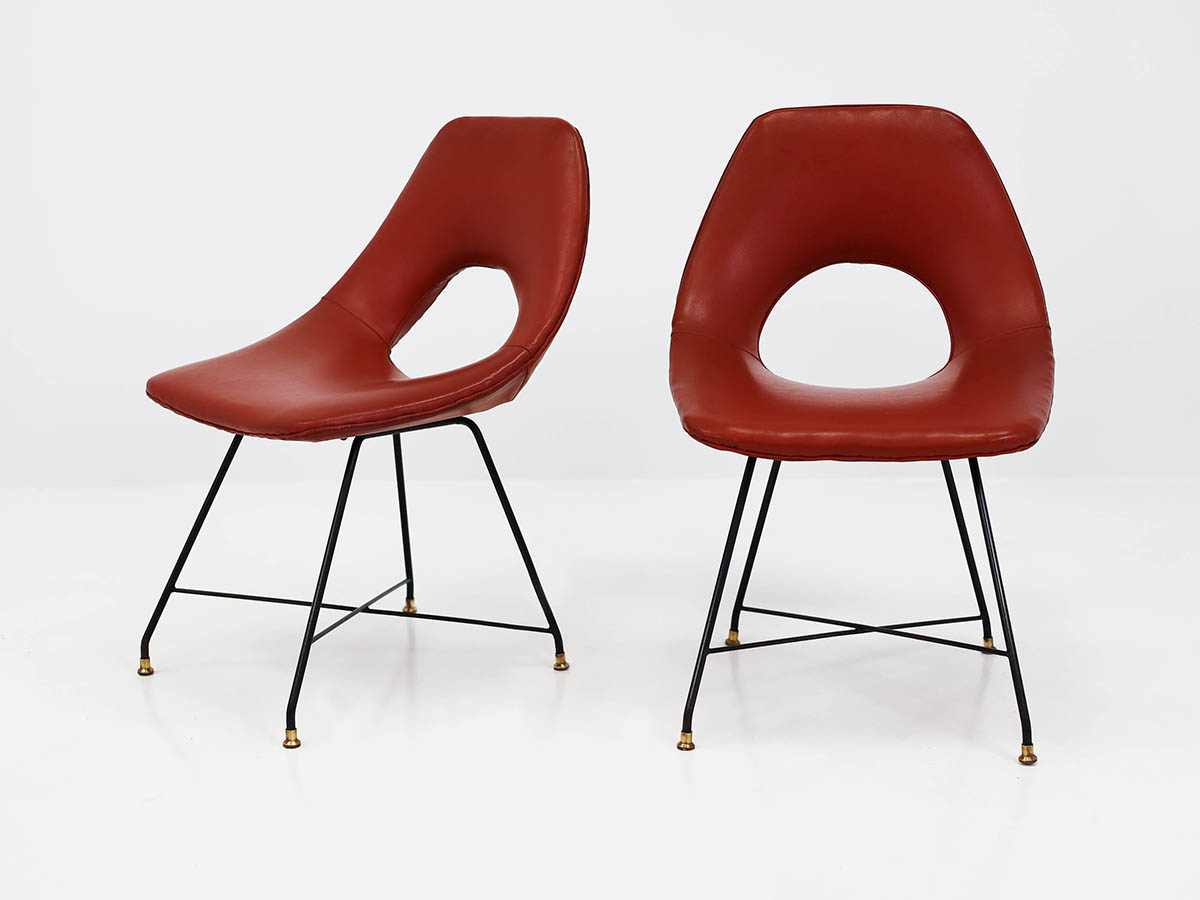 Item nr: 26043 - Chairs model Cosmos, in original dark red vinyl Chairs model Cosmos, in original dark red vinyl