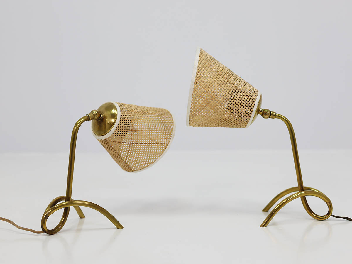 Two abatjours with Vienna straw lampshades