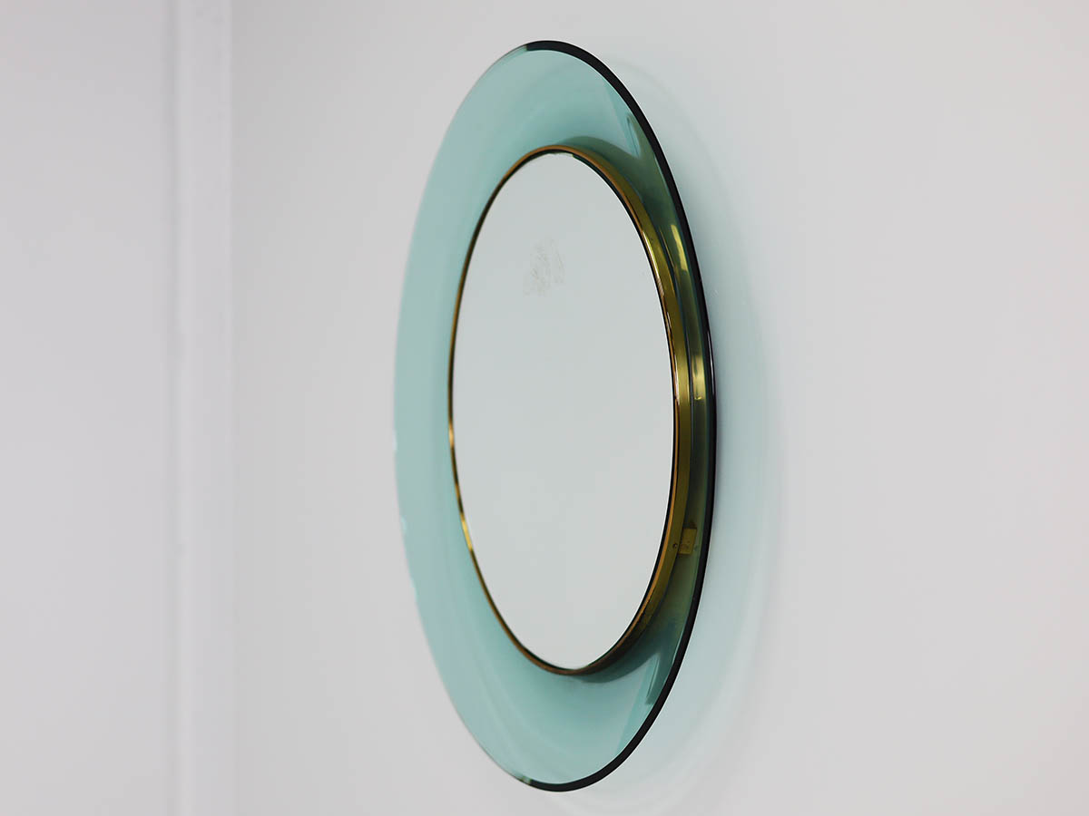 Large mirror with curved colored glass, model 1969