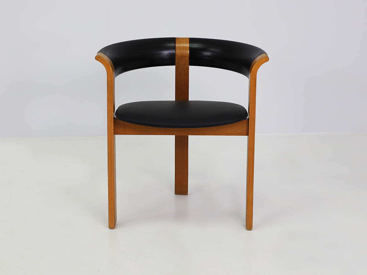 Sedia da scrivania in legno curvato e pelle, modello Collar