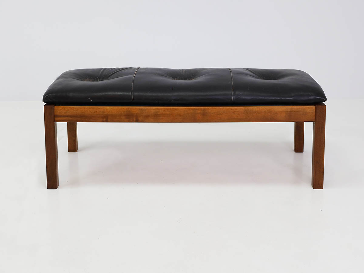 Danish brutalistic bench with soft leather cushion