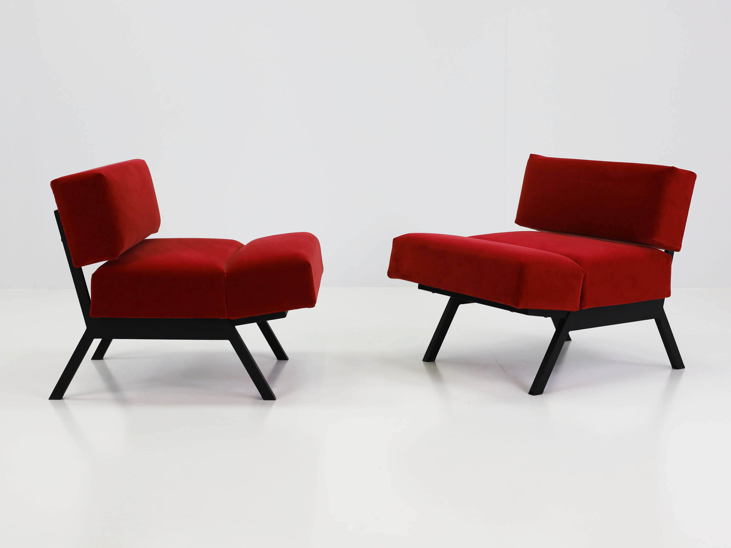 Two Armchairs convertible into Poufs mod. Panchetto