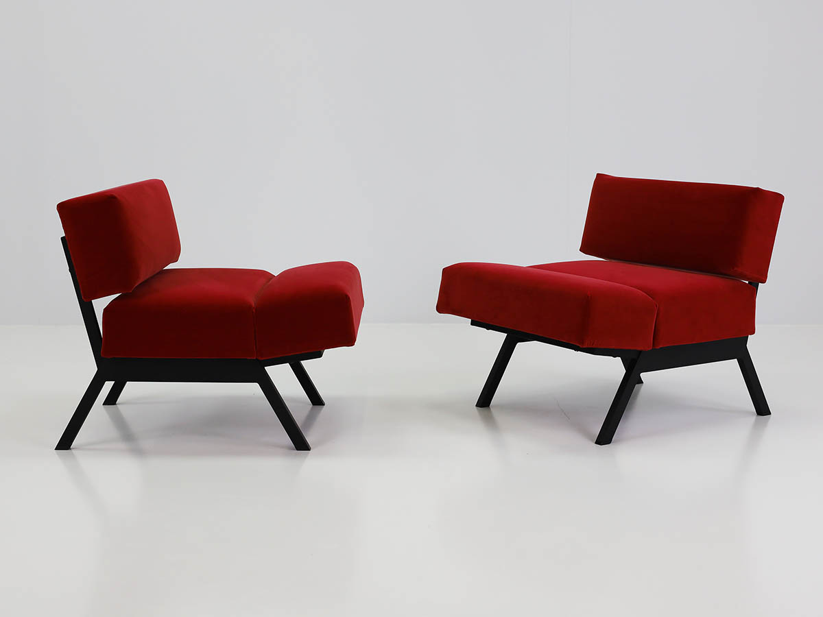 Two Armchairs convertible into Poufs mod. Panchetto