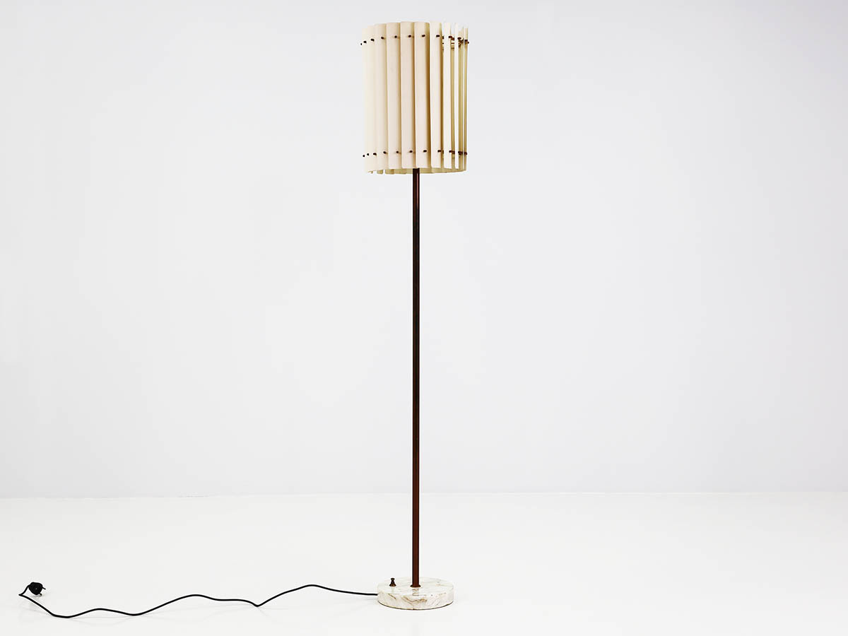 Scandinavia modern floor lamp with a slatted shade