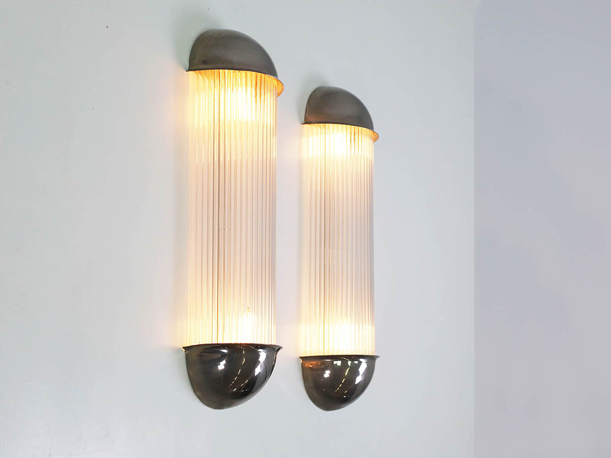 Large French Art Deco Wall Lights with Glass Rods