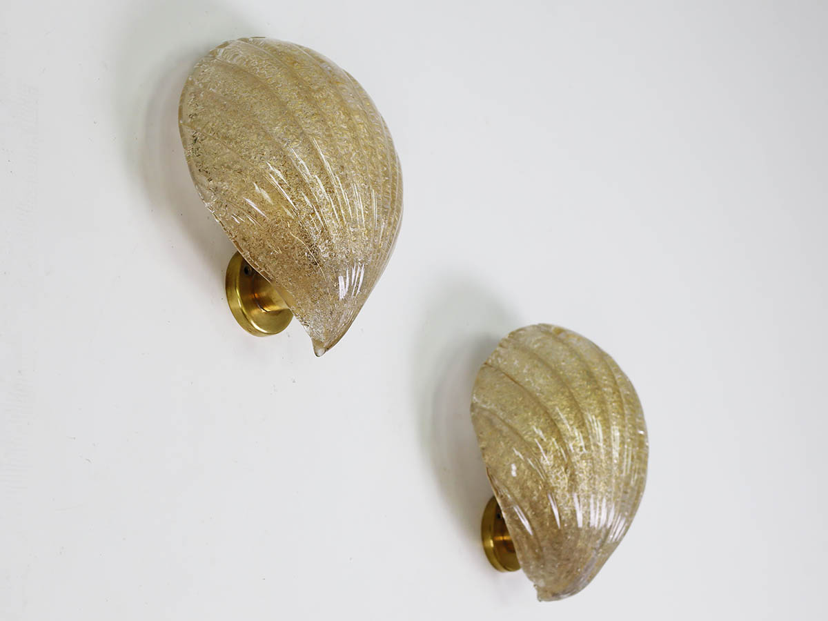 Pair of Murano Glass Shell Sconces